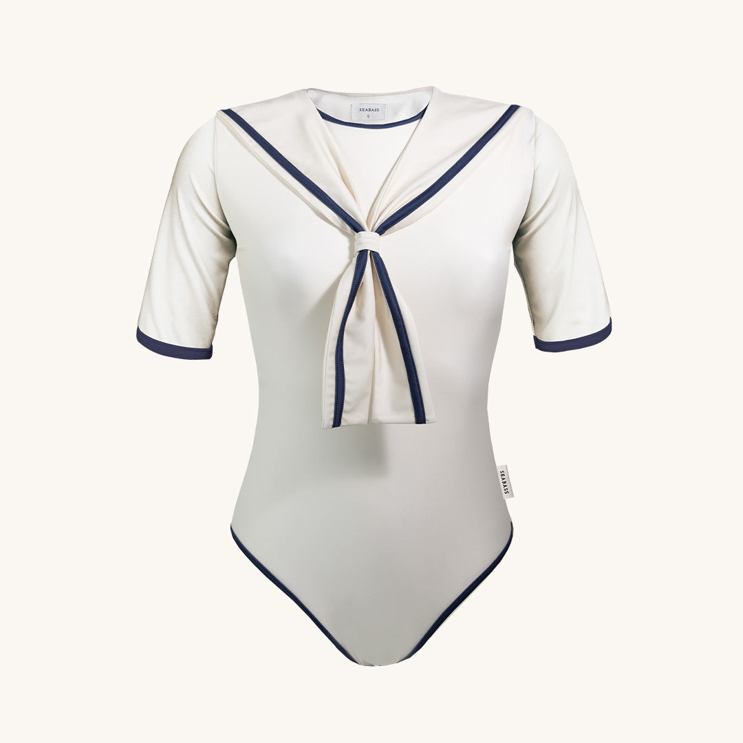 Women UV Swimsuit Sailor Nice - white navy