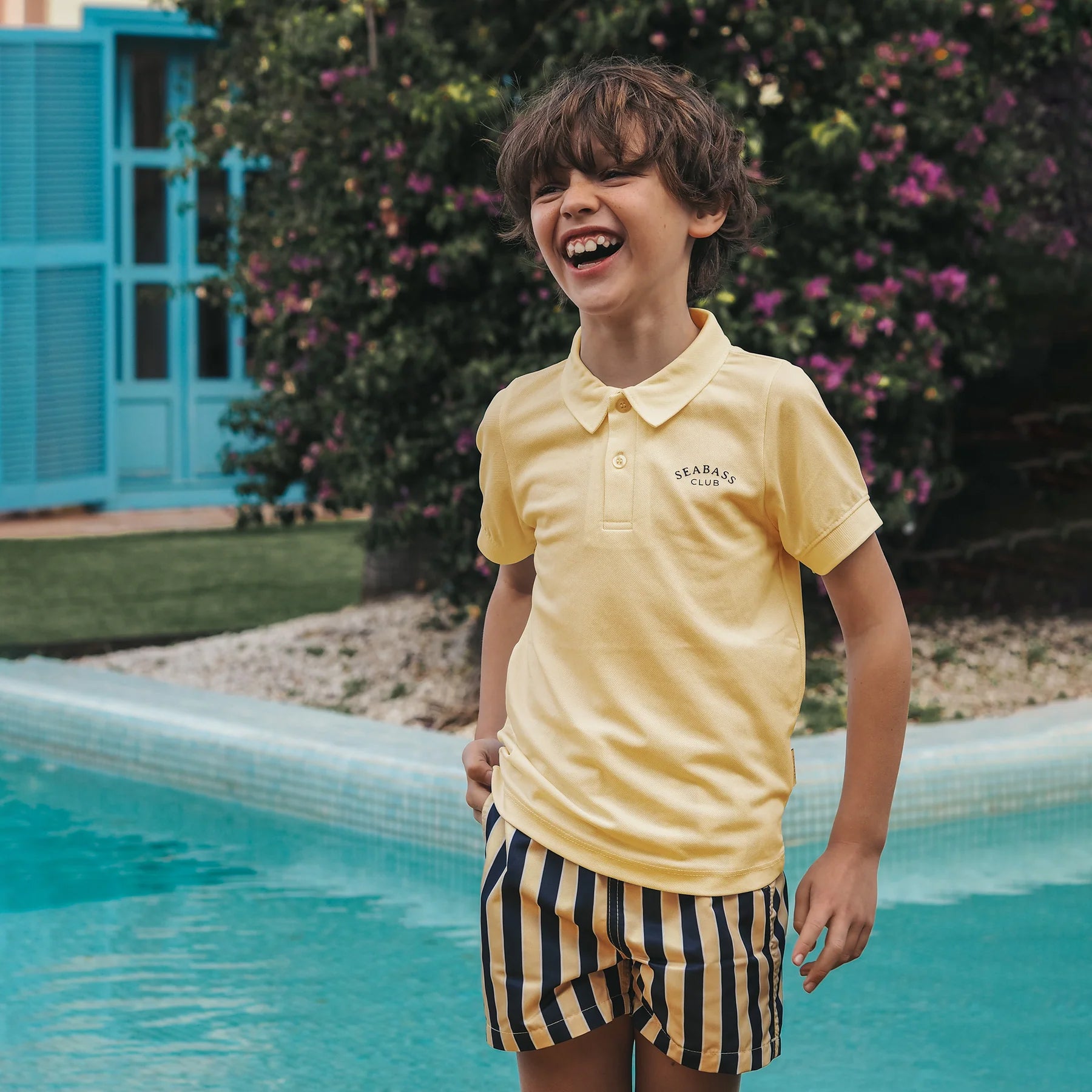 Boy UV Swim Short Sorrento - navy yellow stripes