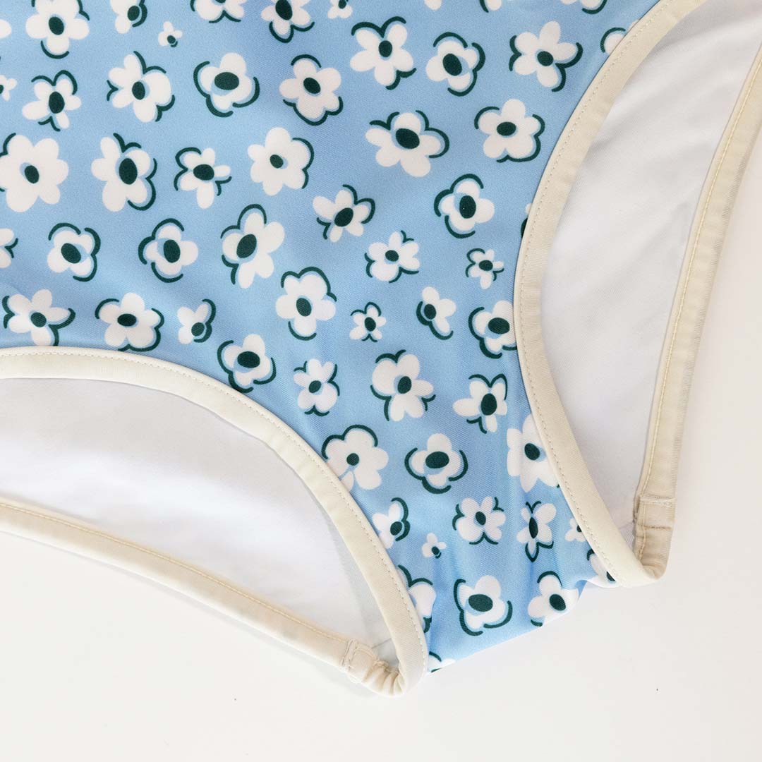 Girl UV Swimsuit Ruffle Palma - light blue flowers